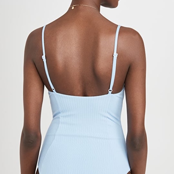 NEW ONIA Andrea BABY BLUE Ribbed FAUX PEARL One Piece SWIMSUIT XL - Picture 9 of 15